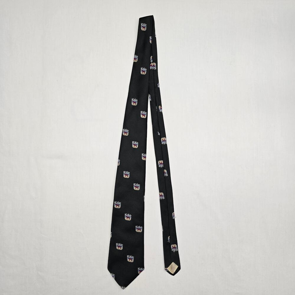 Vintage Horse Tie Sears arc de tricmphe Mens Black Necktie